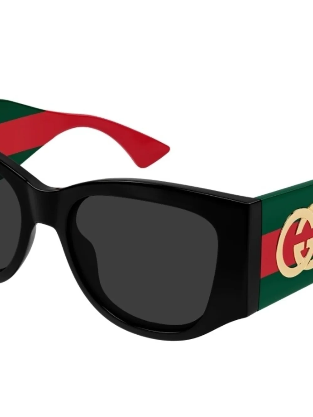 Gucci Black Cat-Eye Sunglasses with Green-Tinted Lenses